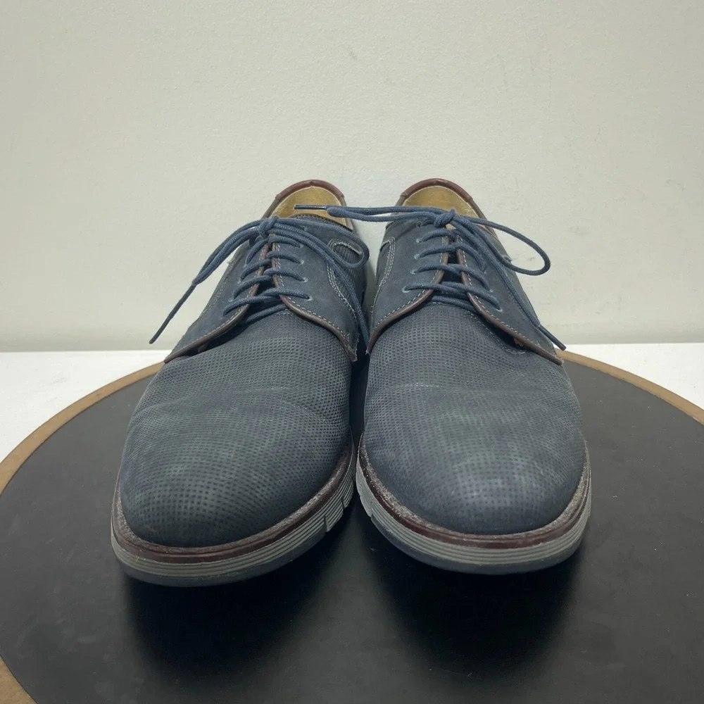 Johnston Murphy JM 1850 Men 10M Sheepskin Derby Navy Blue Business Casual Smart